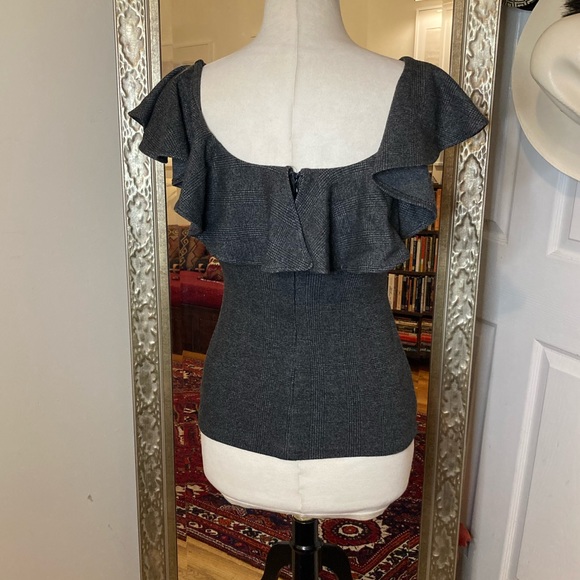Amanda Uprichard grey plaid stretchy ruffle top. Size XS. Gently worn. - Picture 7 of 7
